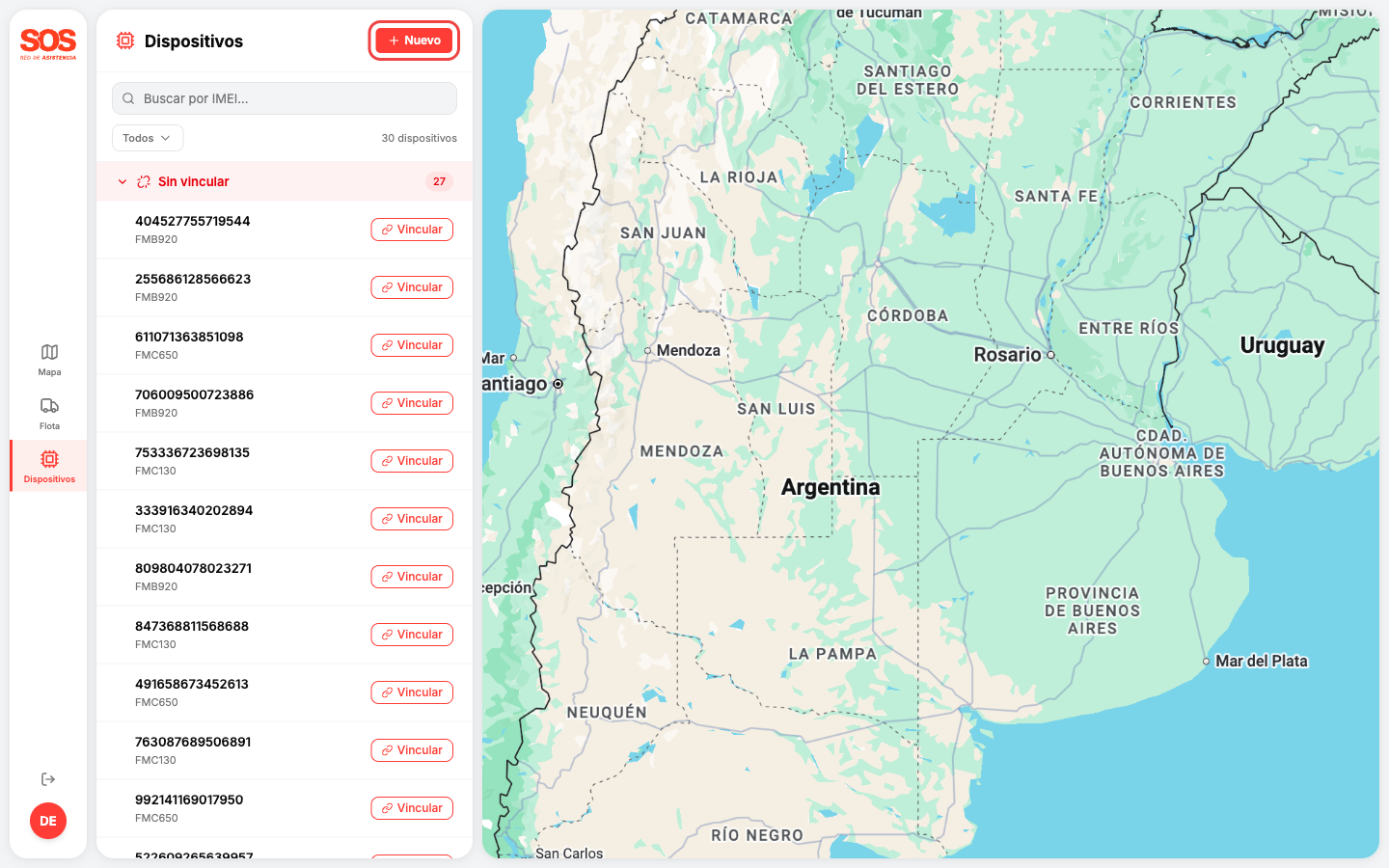 TODO: captura de la lista de dispositivos con el botón Nuevo resaltado