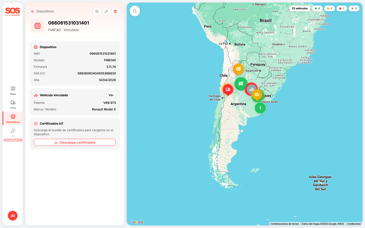 captura del detalle de un dispositivo