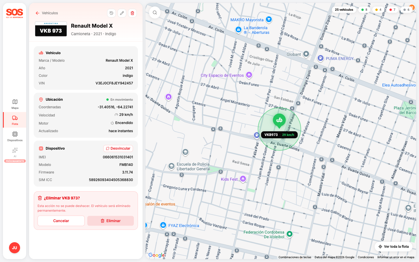 Botón Eliminar y confirmación inline en el panel de detalle