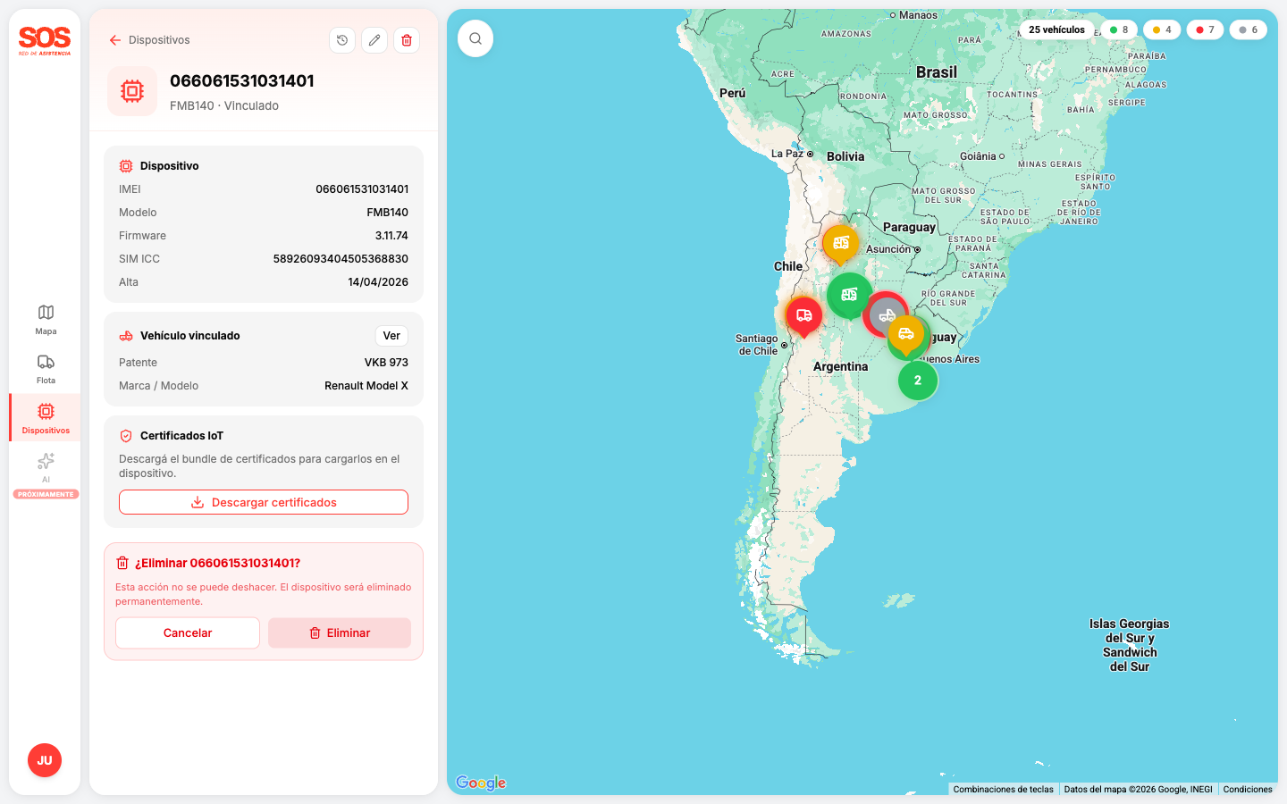 captura del botón Eliminar del dispositivo