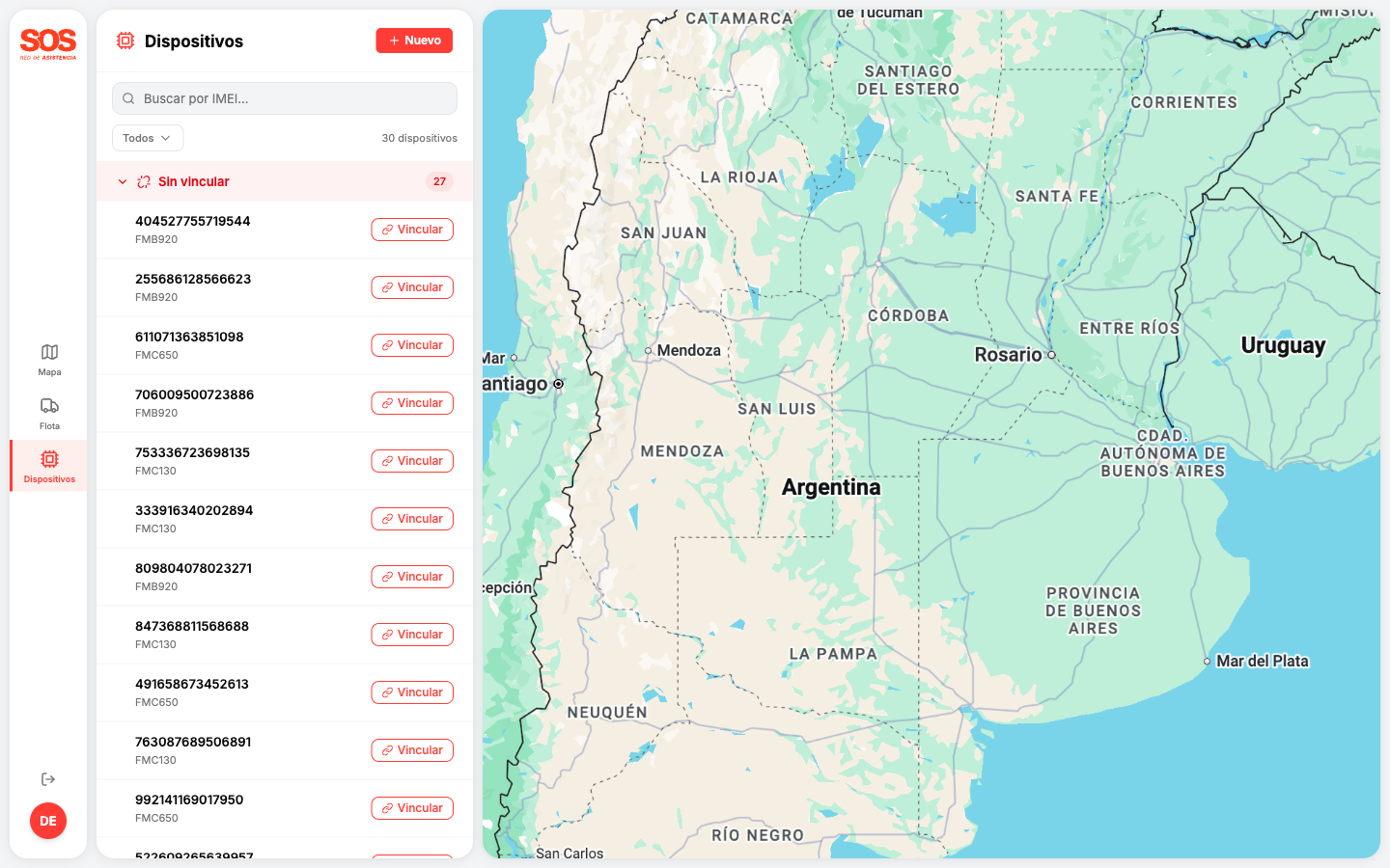 TODO: captura de la lista filtrada por Sin vincular